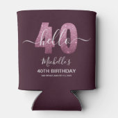 Hello 40! Fun 40th birthday with Pink glitter 缶クーラー (裏面)