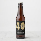 Hello 40! Modern 40th Birthday Chic Golden glitter ビールラベル (正面)