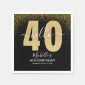 Hello 40! Modern 40th birthday with Golden glitter スタンダードカクテルナプキン (正面)