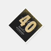Hello 40! Modern 40th birthday with Golden glitter スタンダードカクテルナプキン (角)