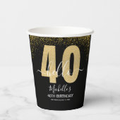 Hello 40! Modern 40th birthday with Golden Glitter 紙コップ (裏面)