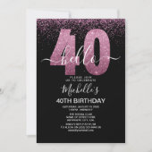 Hello 40 years modern birthday with photo 招待状 (正面)