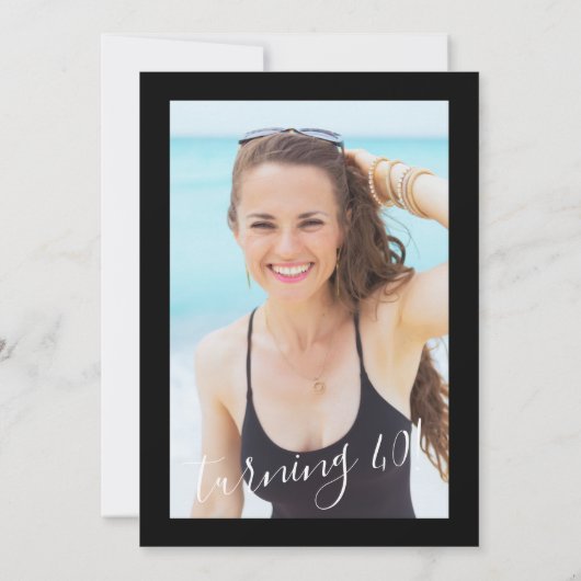 Hello 40 years modern birthday with photo 招待状 (裏面)