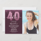 Hello 40 years - Modern Birthday with photo 招待状 (正面)