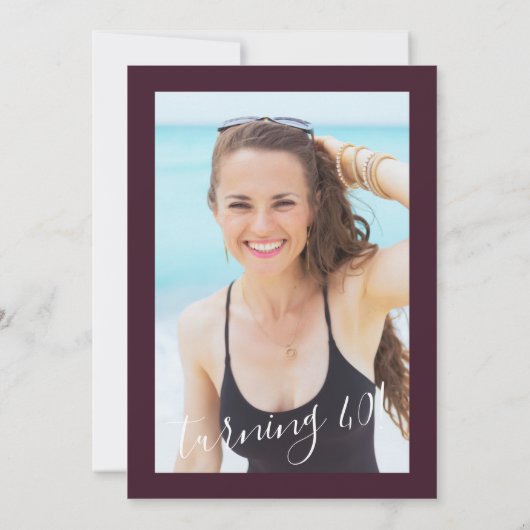 Hello 40 years modern birthday with photo 招待状 (裏面)