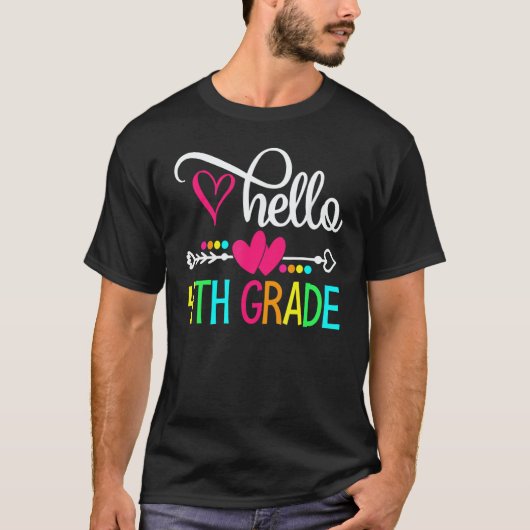 Hello 4th Grade Back To School Teacher Student Tシャツ (正面)