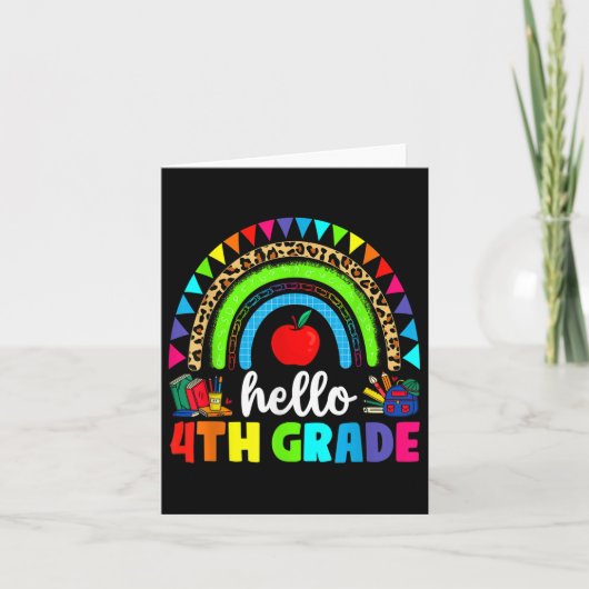 Hello 4th Grade Rainbow Back To School First Day K カード (正面)