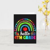 Hello 4th Grade Rainbow Back To School First Day K カード (黄色い花)