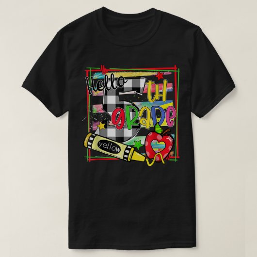 Hello 5年生先生5年生バックt tシャツ (デザイン正面)