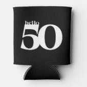 Hello 50はっきりした黒モダン白誕生日 缶クーラー (正面)