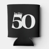 Hello 50はっきりした黒モダン白誕生日 缶クーラー (裏面)