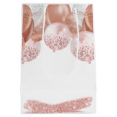 Hello 50ピンクグリッター誕生日バルーン ミディアムペーパーバッグ (裏面)