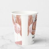 Hello 50ピンクグリッター誕生日バルーン 紙コップ (右)