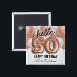 Hello 50ピンクグリッター誕生日バルーン 缶バッジ<br><div class="desc">こんにちは50ピンクのグリッターパーティーバルーン誕生日デザイン。様々なテンプレート製品でパーティーを使用する簡単。</div>