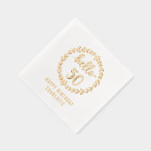 Hello 50リース50番目の誕生日パーソナライズされた名 箔ナプキン (右)