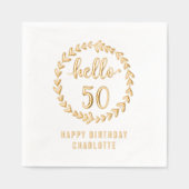 Hello 50リース50番目の誕生日パーソナライズされた名 箔ナプキン (正面)