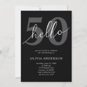 Hello 50 | モダン シック ブラック 50歳の誕生日パーティー 招待状 (正面)