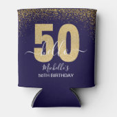 Hello 50! -Birthday - 50th Women's  Gold glitter 缶クーラー (正面)