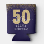Hello 50! -Birthday - 50th Women's  Gold glitter 缶クーラー (裏面)