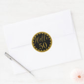 Hello 50 Black and Gold  50th Birthday Design ラウンドシール (封筒)