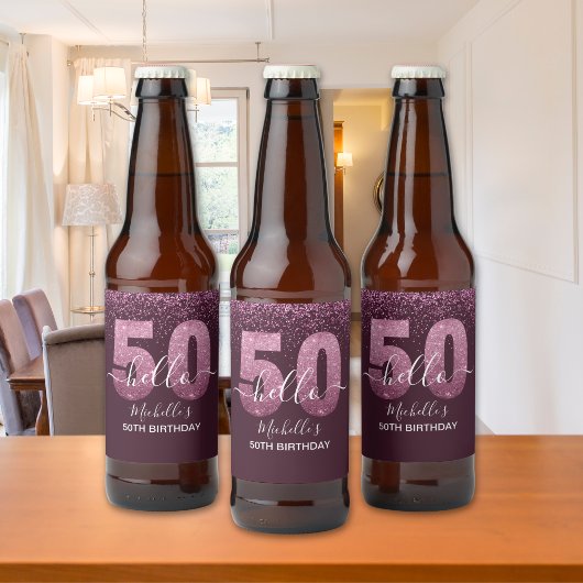Hello 50! -Elegant Birthday 50th Women's ビールラベル