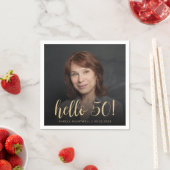 Hello 50 Fiftiethバースデーパーティーの写真 スタンダードカクテルナプキン (インサイチュ)