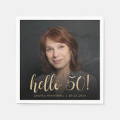 Hello 50 Fiftiethバースデーパーティーの写真 スタンダードカクテルナプキン (正面)