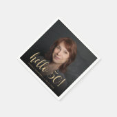 Hello 50 Fiftiethバースデーパーティーの写真 スタンダードカクテルナプキン (角)