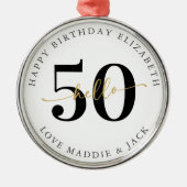 Hello 50 Fiftieth誕生日ギフトマイルストーン メタルオーナメント (正面)