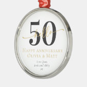 Hello 50 Fiftieth Anniversary Gift Milestone メタルオーナメント (左)