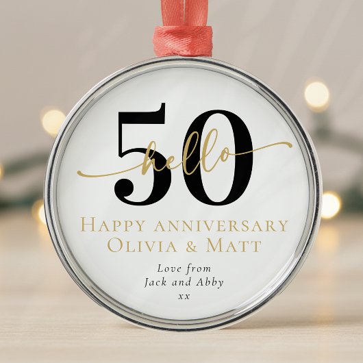 Hello 50 Fiftieth Anniversary Gift Milestone メタルオーナメント