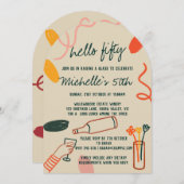 Hello 50 Fifty 50thワイナリーランチ誕生日 招待状 (正面/裏面)