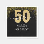 Hello 50! - Modern 50th Birthday with Gold glitter スタンダードカクテルナプキン (正面)