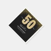 Hello 50! - Modern 50th Birthday with Gold glitter スタンダードカクテルナプキン (角)