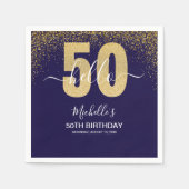 Hello 50! - Modern 50th Birthday with Gold glitter スタンダードカクテルナプキン (正面)
