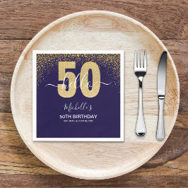 Hello 50! - Modern 50th Birthday with Gold glitter スタンダードカクテルナプキン