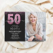 Hello 50! - Modern 50TH Birthday with photo 招待状