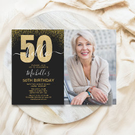 Hello 50! - Modern 50TH Birthday with photo 招待状