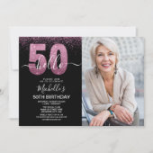 Hello 50! - Modern 50TH Birthday with photo 招待状 (正面)