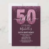 Hello 50 - Modern 50th birthday Women's 招待状 (正面)