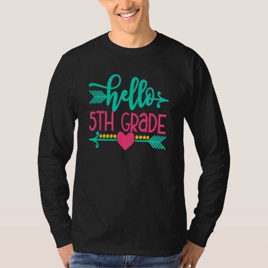 Hello 5th Grade Girls Back To School Gift Cute Hea Tシャツ (正面)