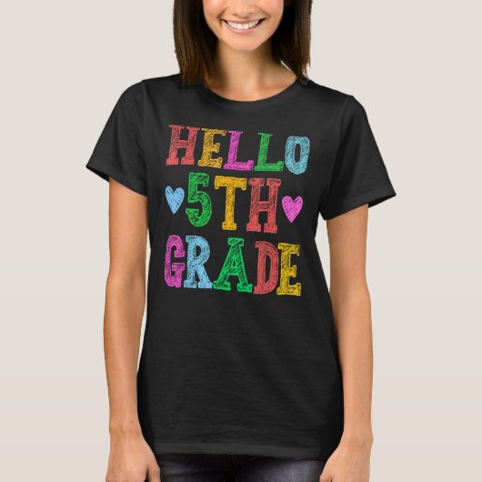 Hello 5th Grade Leopard Squad Back To School Teach Tシャツ (正面)