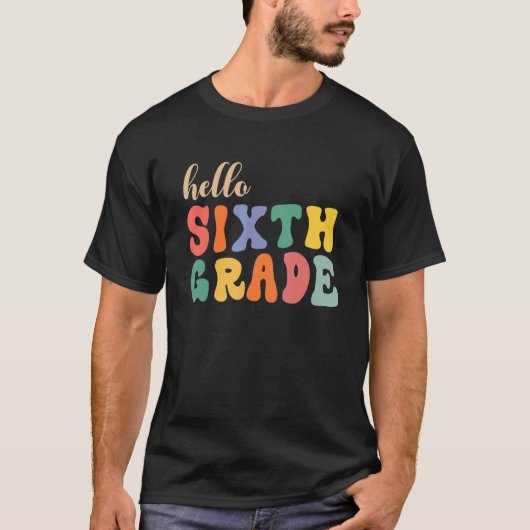 Hello 6年生チームレトロヴィンテージ新学期 tシャツ (正面)