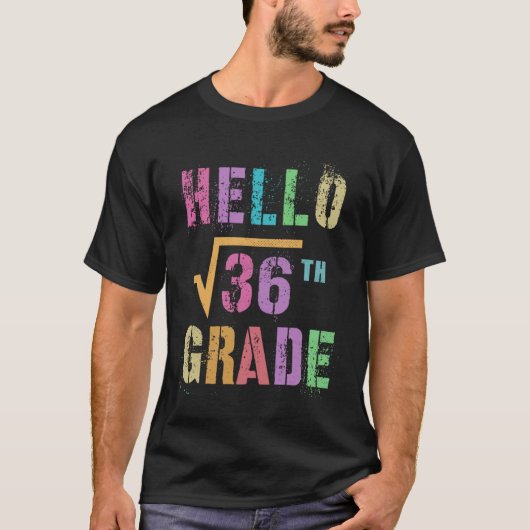 HELLO 6年生 36の平方根 算数 得意派 スタッド スクワッド Tシャツ (正面)