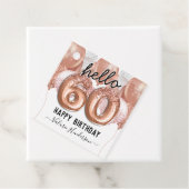 Hello 60ピンクグリッター誕生日バルーン フェイバータグ (インサイチュ)