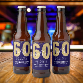 Hello 60! - Elegant 60th Birthday Woman ビールラベル