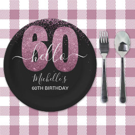 Hello 60! - Elegant 60th Birthday Woman ペーパープレート