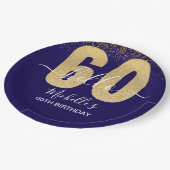 Hello 60! - Elegant 60th Birthday Woman Gold  ペーパープレート (アングル)