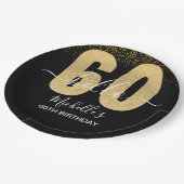 Hello 60! - Elegant 60th Birthday Woman Gold  ペーパープレート (アングル)