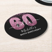Hello 60! - Modern 60th Birthday Woman ラウンドペーパーコースター (アングル)
